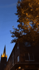 Krefeld's old town churches and streets at dusk