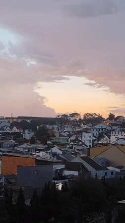 Sunset captured over Da Lat residential area from elevated views