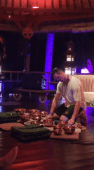 Sound healing session with singing bowls held in Blahbatuh pavilion