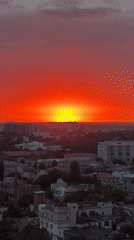 Fiery sunset lights up the Odesa skyline