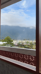 Rural mountain landscape with greenhouses observed in Baturiti, Indonesia