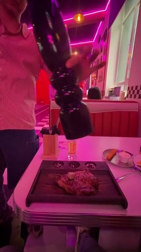 Oversized pepper grinder used at retro diner in Nakhodka