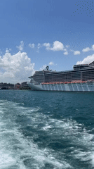 Ferry traffic observed near Galata Tower waterfront in Turkey