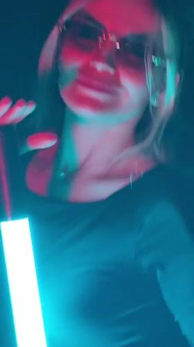 Late night balcony session with LED lights and pets in Budva