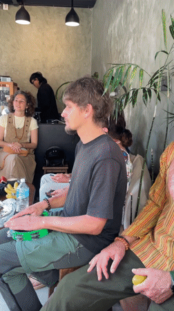 Musicians gather for informal jam session in Pokhara cafe