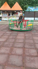Public park and fairground details in Chaikovsky, Russia