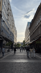 Afternoon street life captured near St. Stephen's Basilica, Budapest
