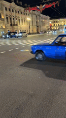 Nighttime street scenes captured across Saint Petersburg commercial district