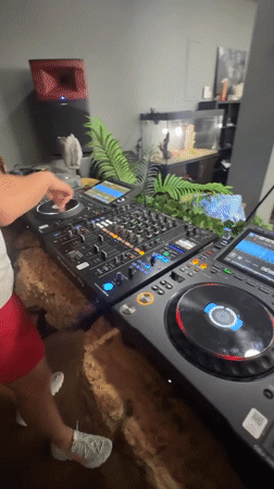 DJ performs at indoor venue in Krasnoyarsk, Russia