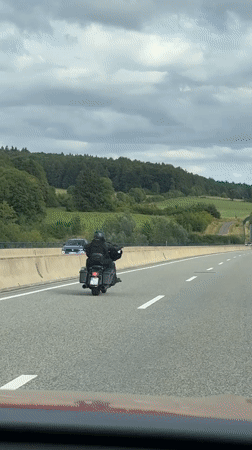Motorcycle and highway traffic near Bad Lauterberg im Harz
