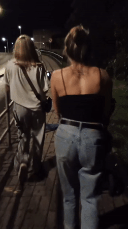Casual summer evening on the sidewalks of Sokolov