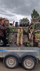 Folk dancing and vintage vehicles at a Priekule community festival