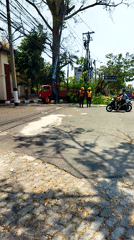 Road crew clears fallen tree blocking Semarang street