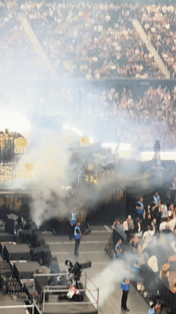 Packed Frankfurt stadium concert with elaborate stage and massive crowd