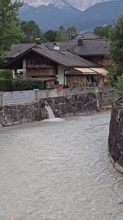 Evening in Garmisch: rivers, flower balconies, and the Zugspitze