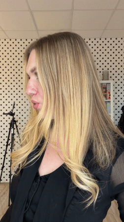 Woman visits beauty salon in Riga, Latvia