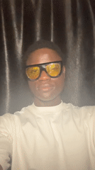 Eyewear content shoot in Badagry with branded hashtag slide