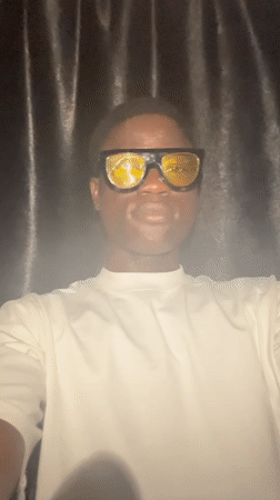 Eyewear content shoot in Badagry with branded hashtag slide