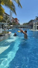 Pool basketball and float time at a Nha Trang resort