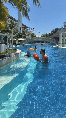 Pool basketball and float time at a Nha Trang resort
