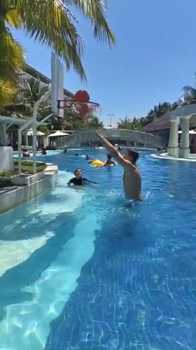 Pool basketball and float time at a Nha Trang resort