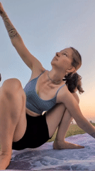 Sunset yoga session on Tel Aviv's Mediterranean waterfront