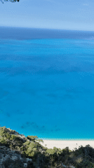 Coastal scene captured from vantage point in Apollonioi, Greece