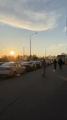 Sunset walk through Saint Petersburg streets captured on video