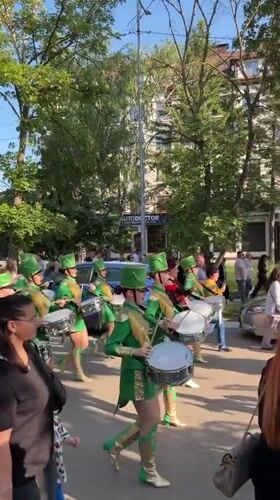 Parade with marching bands, majorettes celebrates in Cahul, Moldova