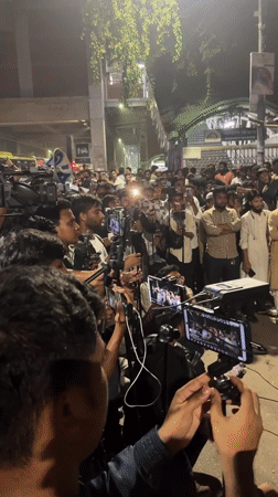 Student protest march and press conference in central Dhaka