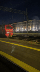 Evening train station activity captured in Saint Petersburg
