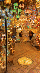 Tourist explores Beyoğlu shops and streets in Istanbul afternoon