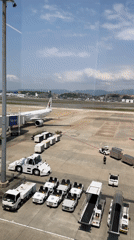 Morning airport activity documented at Fukuoka terminal