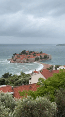 Tourist captures multiple views of Sveti Stefan islet, Montenegro