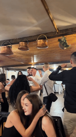 Restaurant party draws dancers in Varna, Bulgaria