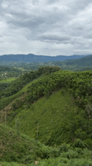 Panoramic views over Huế's cloudy green hill country