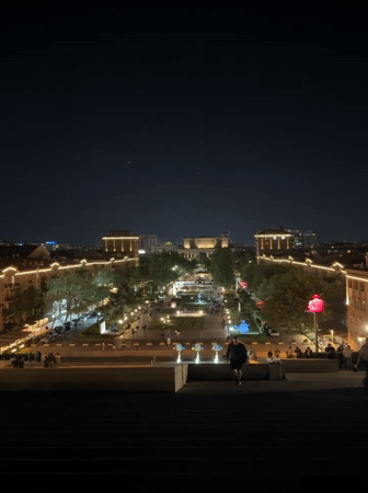 Evening social life documented across Yerevan's squares and establishments