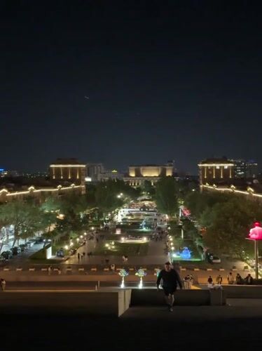 Evening social life documented across Yerevan's squares and establishments