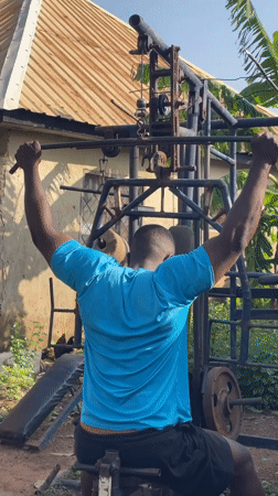 Makeshift outdoor gym in Akwanga sees serious morning training session