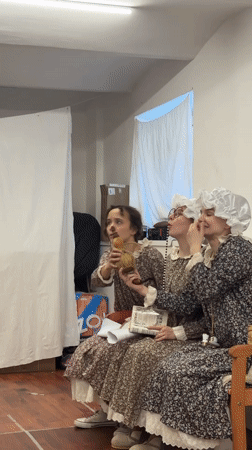 Theater rehearsal with period costumes documented in Moscow