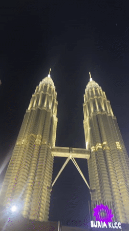 Witness documents illuminated Petronas Towers at night in Kuala Lumpur