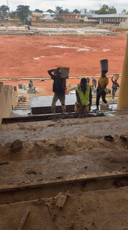 Stadium construction in full swing across a Jos, Nigeria site