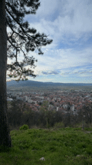 Panoramic view captured of Kyustendil's red-roofed valley cityscape