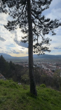 Panoramic view captured of Kyustendil's red-roofed valley cityscape