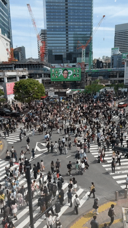 Early morning pedestrian activity recorded at Shibuya intersection
