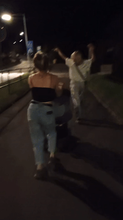 Evening stroll with a stroller through Sokolov streets