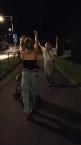 Evening stroll with a stroller through Sokolov streets