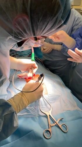 Surgical team at work in a Moscow operating room
