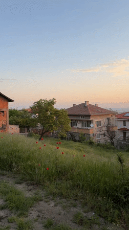 Early morning residential scene recorded in Brestnik, Bulgaria