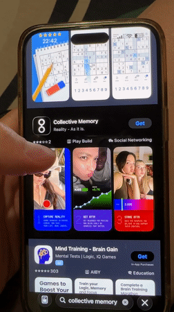 User searches for Collective Memory app on iPhone in Turkey